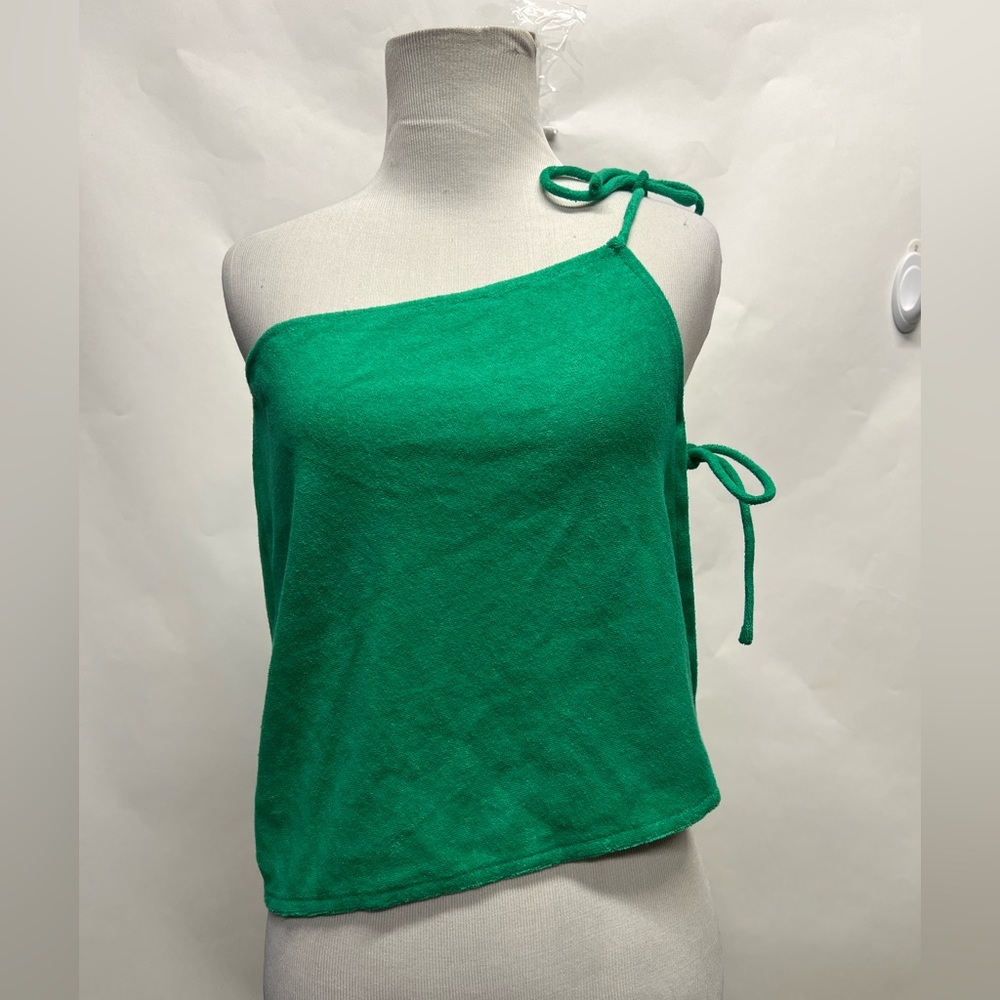 Super down Green Terry Cloth Side Tie Tank XXS